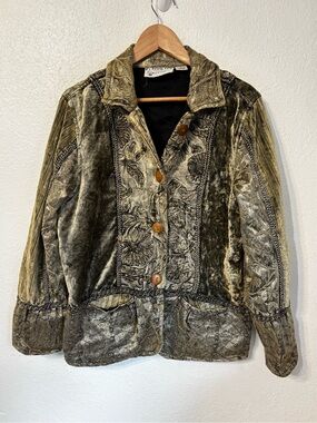 Vintage Flashback Couture Velvet Patchwork Embroidered Boho Jacket Large